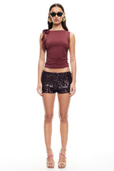 LIONESS Night Rider Mini Shorts Burgundy