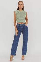 Daithi Collared Sleeveless Knit Top Mint