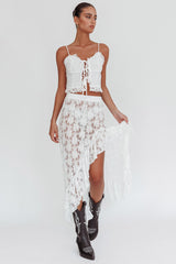 Besties Asymmetric Hem Maxi Skirt Ivory