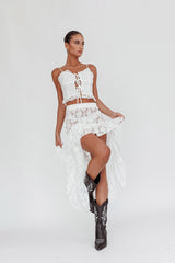 Besties Asymmetric Hem Maxi Skirt Ivory