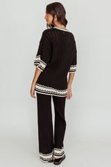 Rhodes Cotton Straight Leg Knit Pants Black