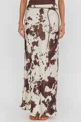 Takara String Tie Maxi Skirt Cow Print
