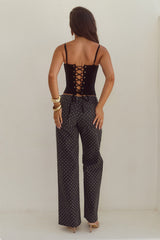 Zavier Straight Leg Jeans - Black/White Polka