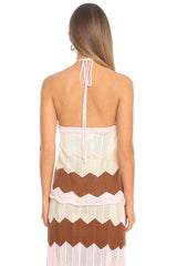 Melt Into You Chevron Knit Maxi Skirt Cream