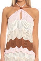 Melt Into You Chevron Knit Maxi Skirt Cream
