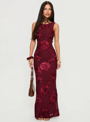 Fionna Floral Maxi Dress Burgundy