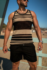 Alcha Tank - Black/Sand Stripe